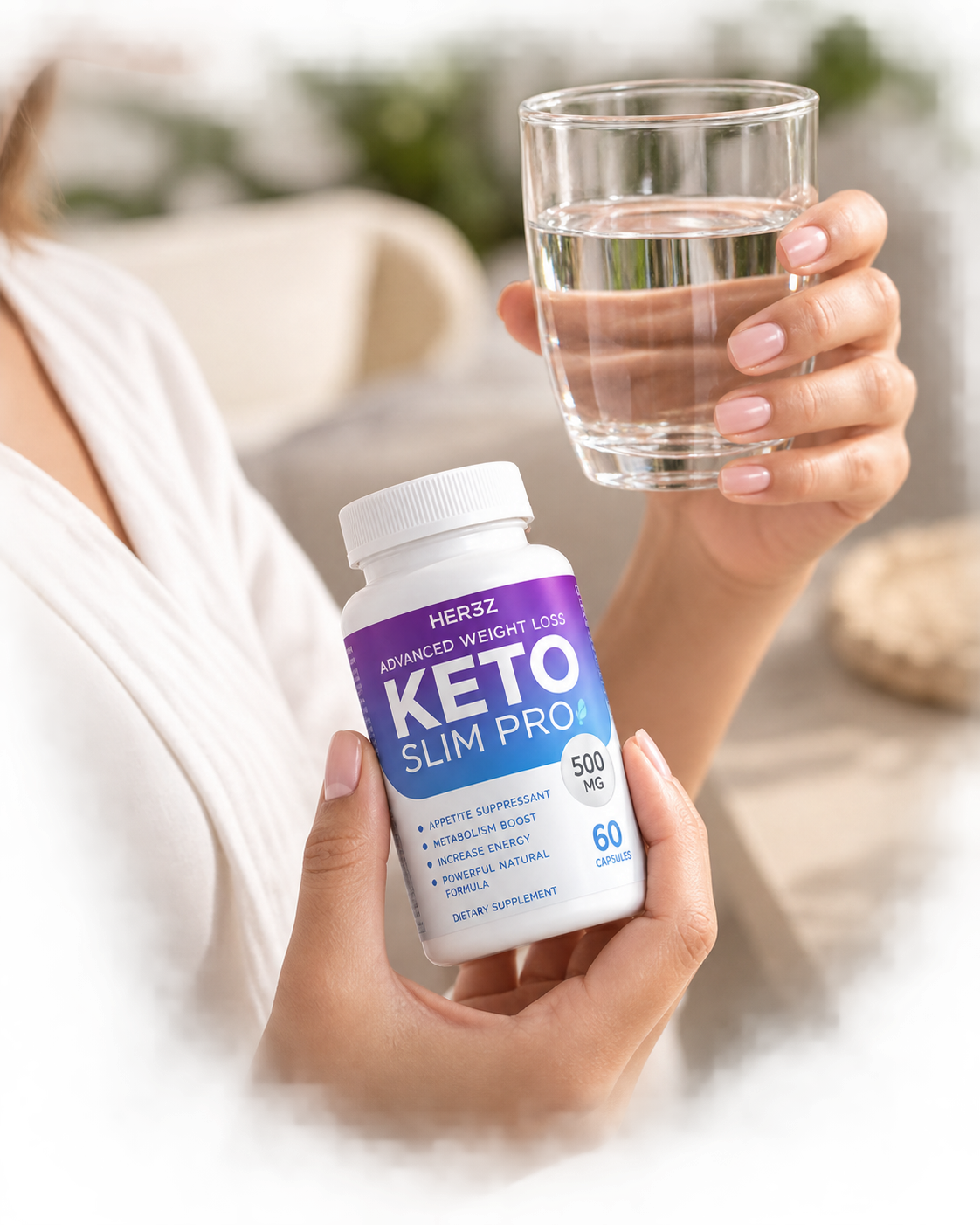 Keto Slim Pro et verre d'eau